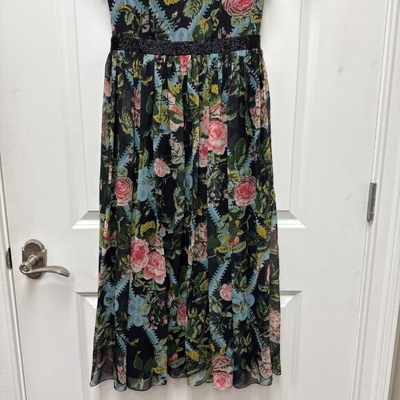 Mac Duggal Size 2 Black Floral 9149 Illusion Cap Sleeve Midi Cocktail Dress New - Picture 6 of 11